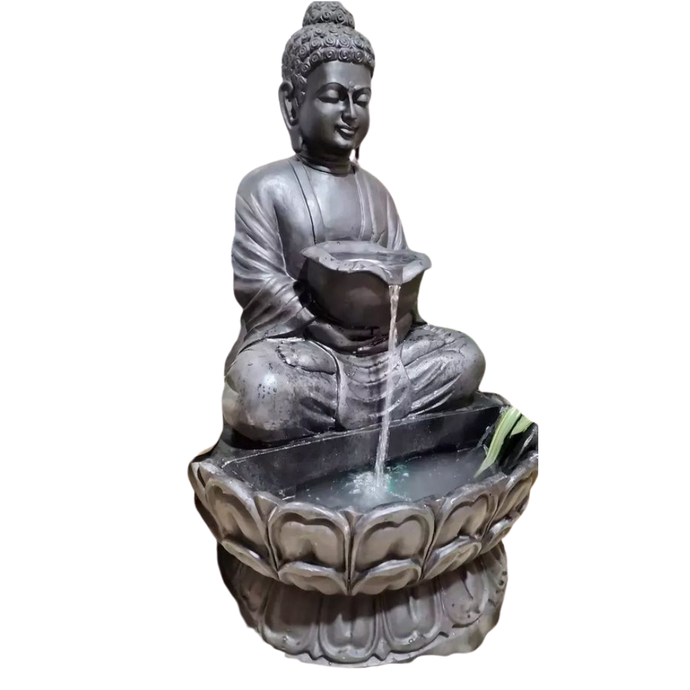 Teakwood Stone Buddha Fountain