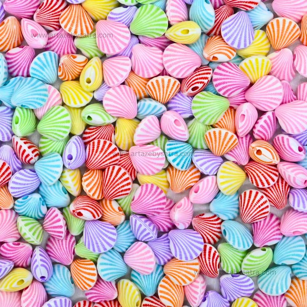 Assorted Striped Shell Beads | Size : 12mm