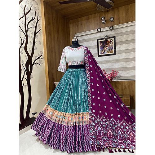Designer Printed Lahenga Choli - Color: Red