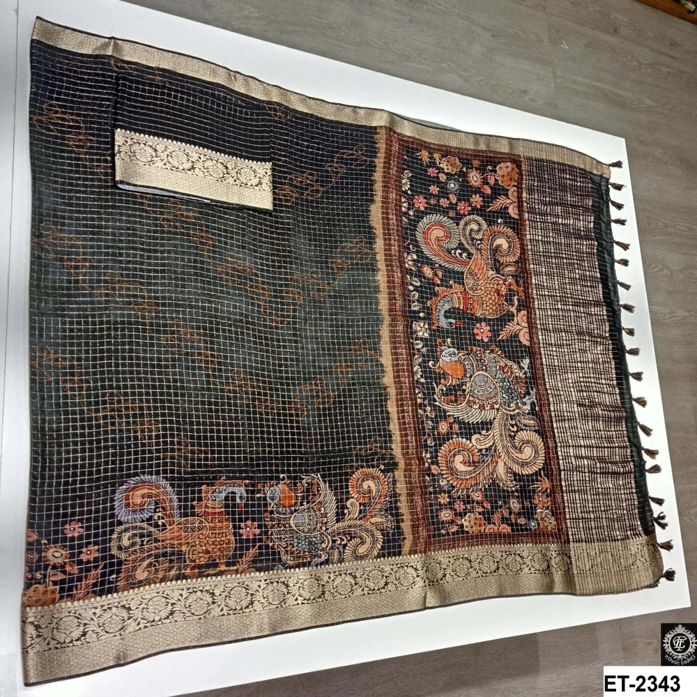  Black Kalamkari Digital Printed Saree