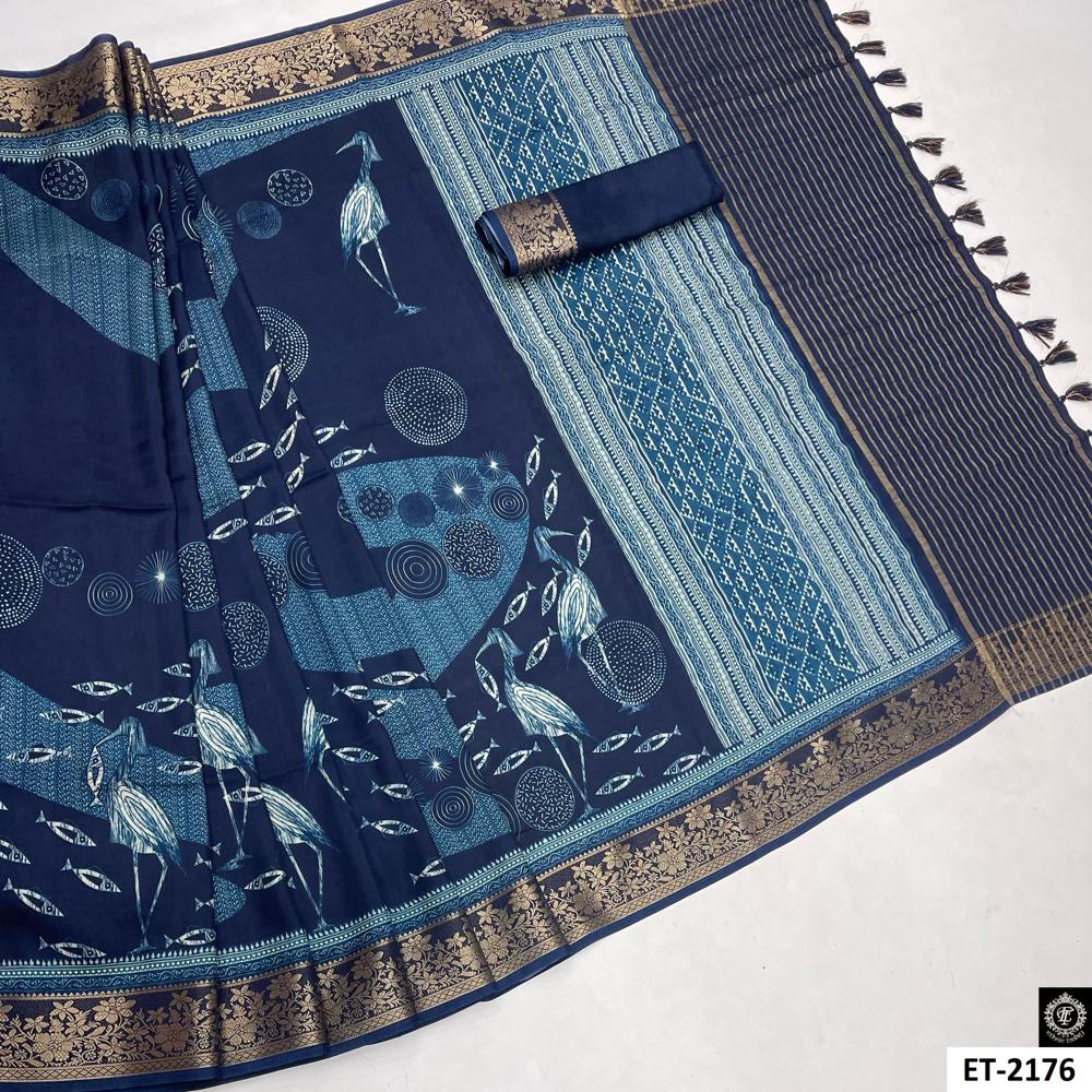 INDIGO PRINT SAREE