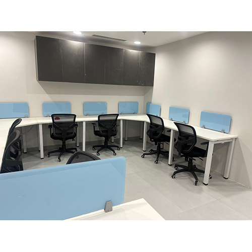 1200X600mm Metal Leg Workstation With Lacquered Glass Linear Sitting