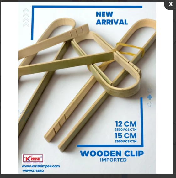 IMPORTED U SHAPE WOODEN CLIP - 100% Natural Bamboo 12 cm & 15 cm Sizes Natural Light Brown Color Biodegradable Food-Safe Ideal for Food Styling