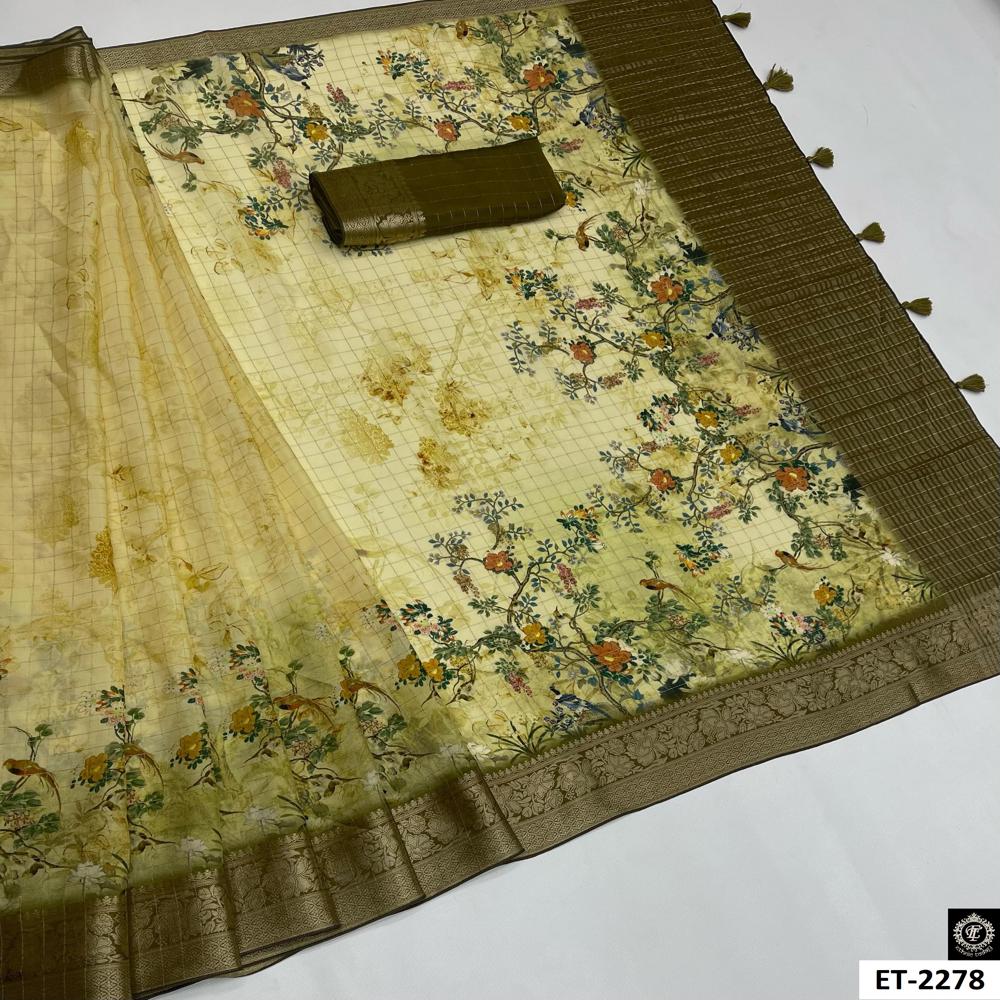  Digital Floral Vine Print saree