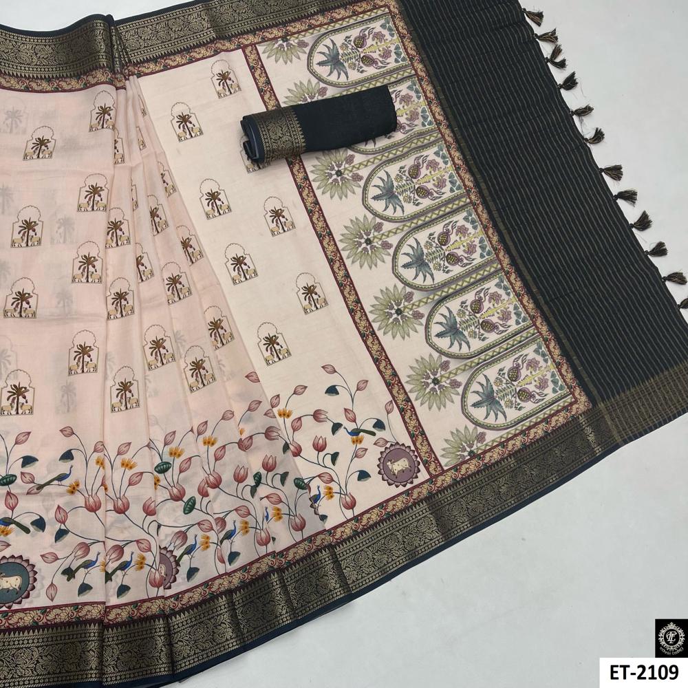 SILK TISSUE CHIT PALLU SAREE