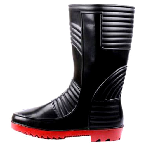 13 Inch PVC Black And Red Plain Toe Gumboot