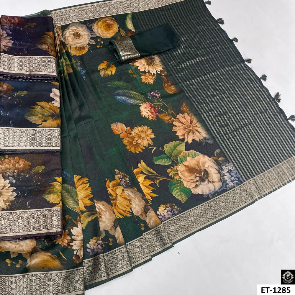  Sunflower & Rose Printed Saree
