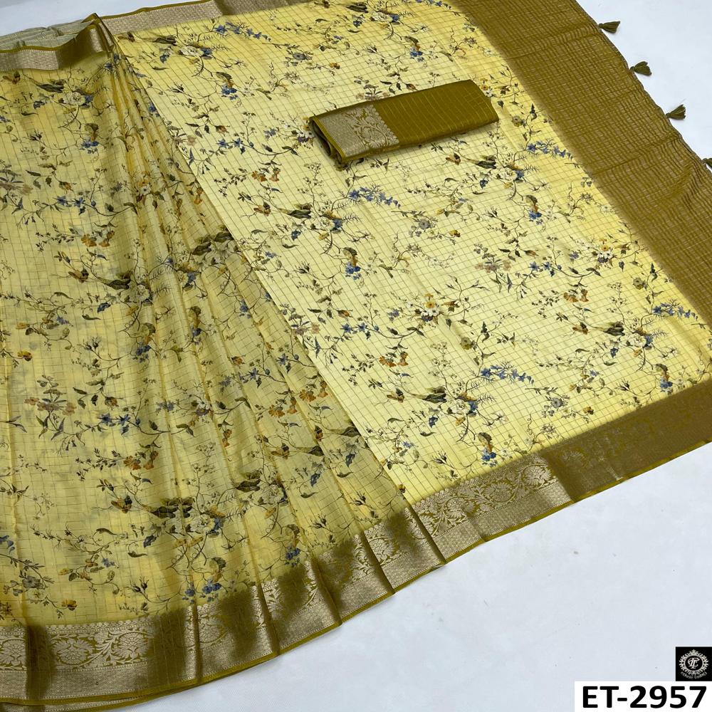 Mustard Yellow  Antique Saree