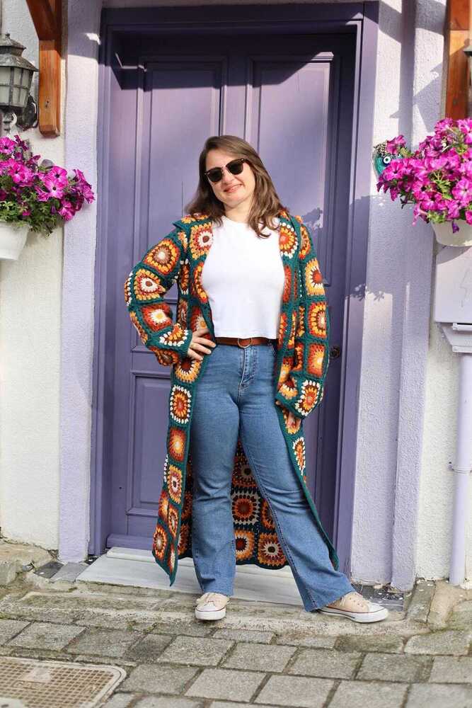 Beautiful Granny Square Long Cardigan For Women