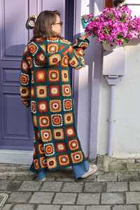 Beautiful Granny Square Long Cardigan For Women