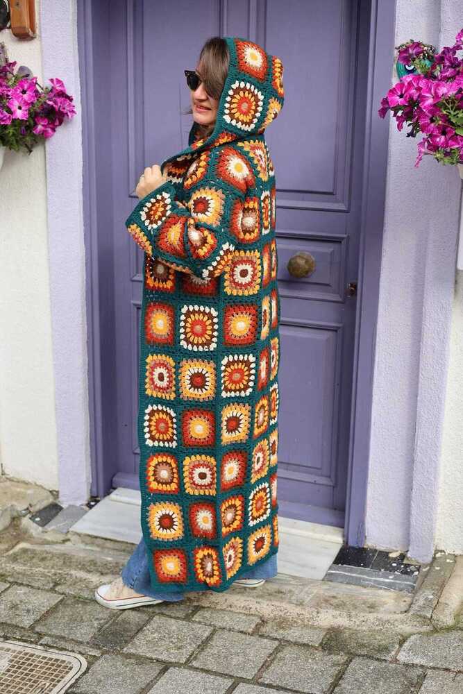 Beautiful Granny Square Long Cardigan For Women