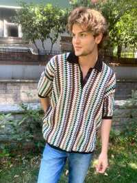 Handmade Crochet Zig-Zag Tshirt For Men