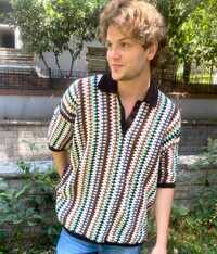 Handmade Crochet Zig-Zag Tshirt For Men