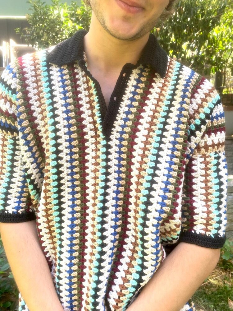 Handmade Crochet Zig-Zag Tshirt For Men
