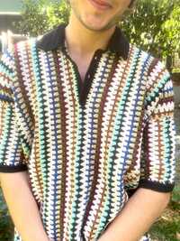 Handmade Crochet Zig-Zag Tshirt For Men