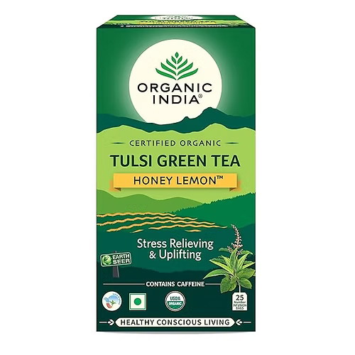 Organic India Tulsi Green Tea Honey Lemon 25 Teabags - Color: Black