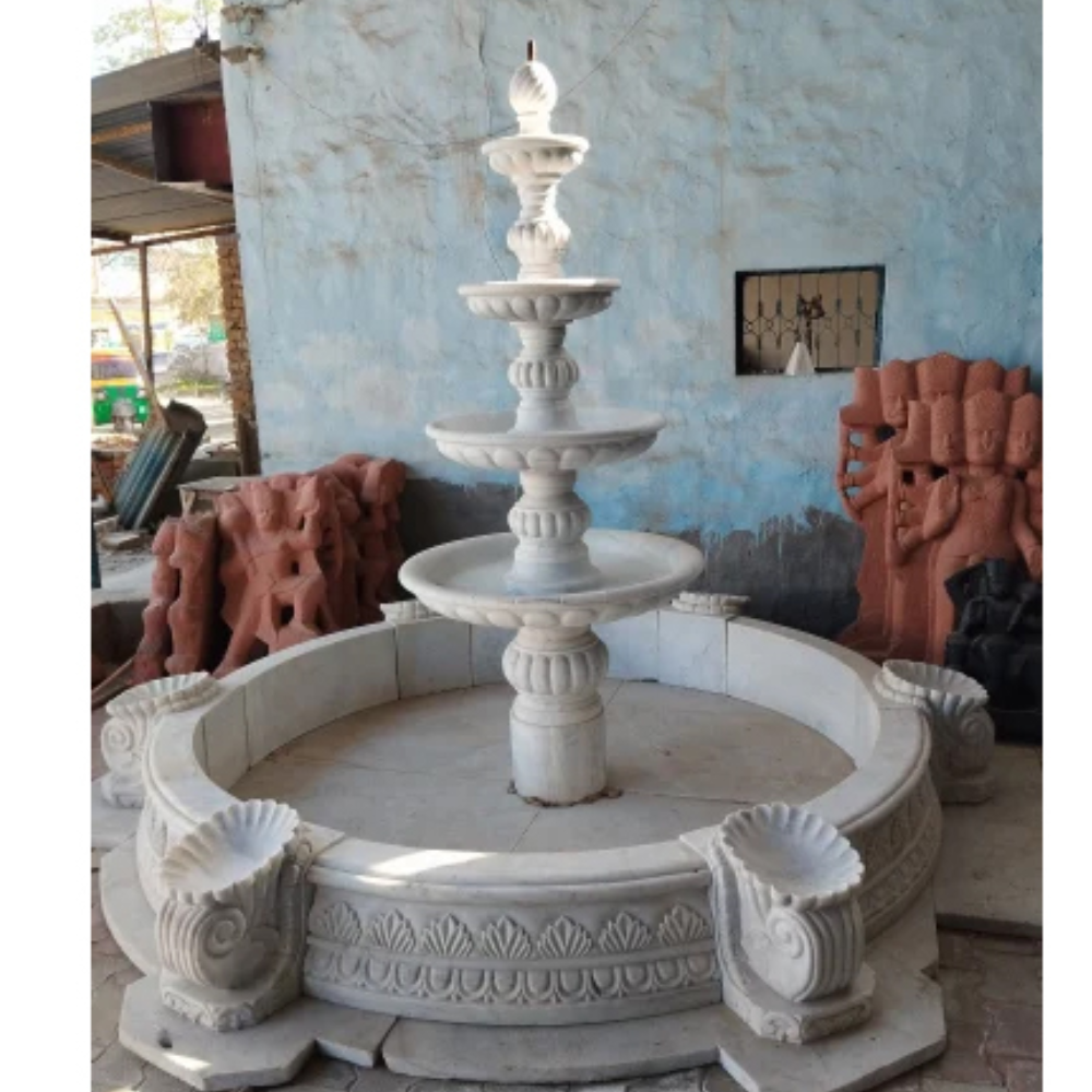 3 tier marble carving waterfall