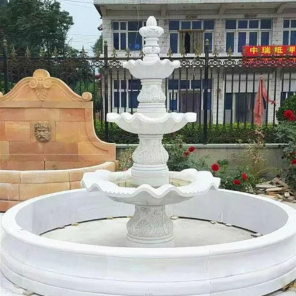 3 tier marble carving waterfall