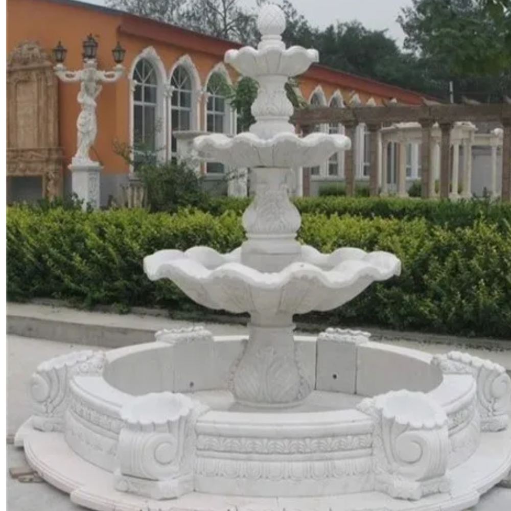 3 tier marble carving waterfall
