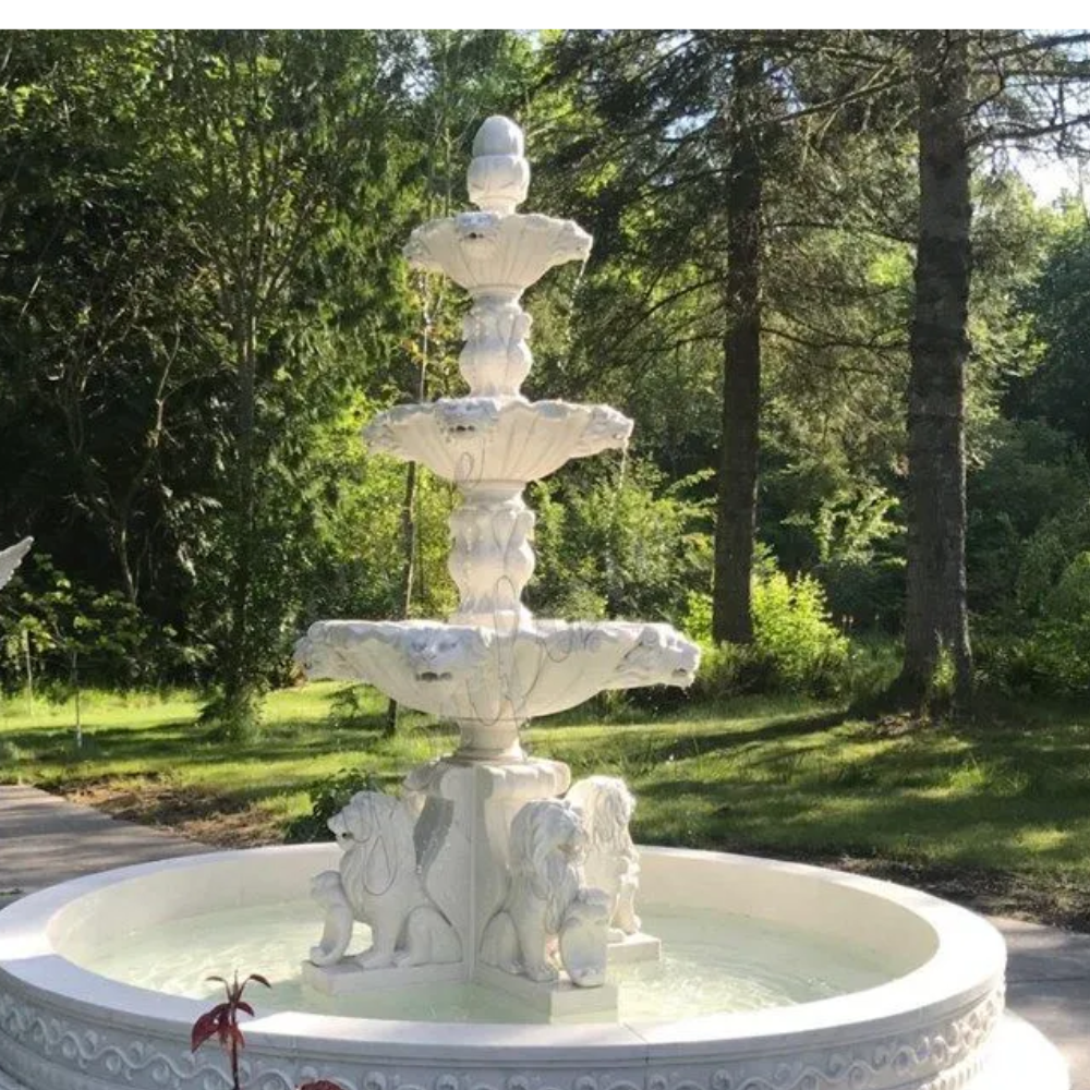 3 tier marble carving waterfall