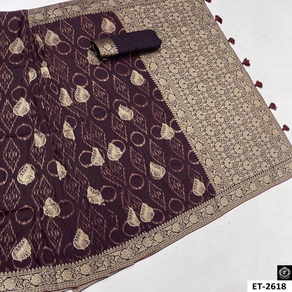 WINE JACQUARD WORK SAREE