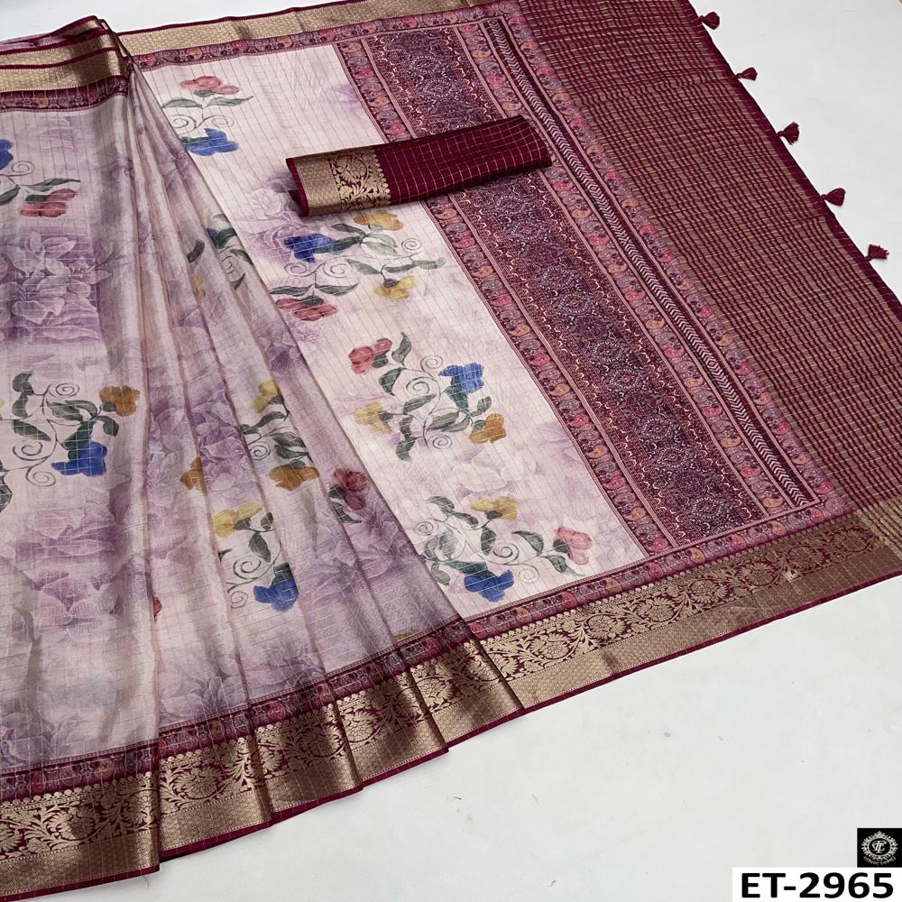 Maroon Contrast Saree