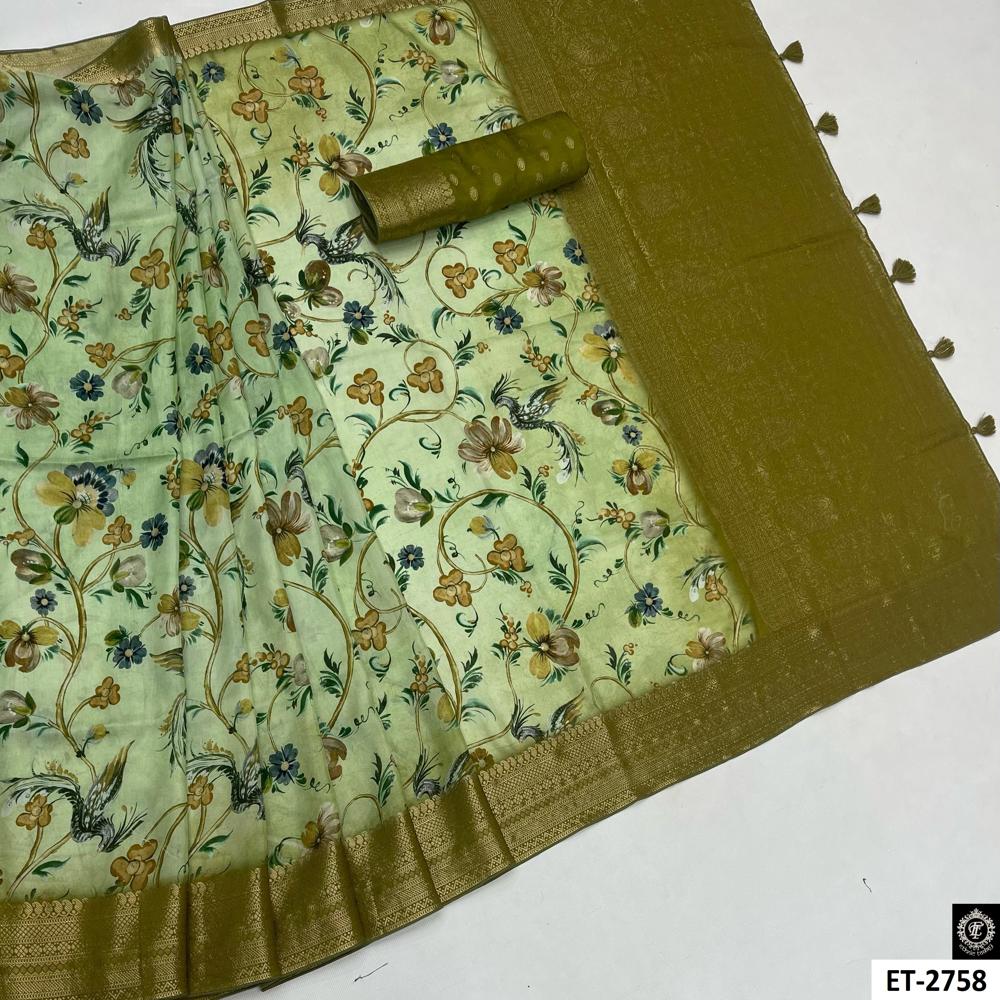 KASHMIRI MINT GREEN FLORAL SAREE