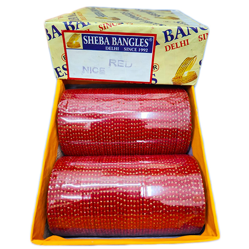 Red Dotted Velvet Bangles