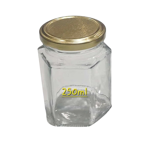 250 Ml Hexagonal Glass Jar - Color: Transparent