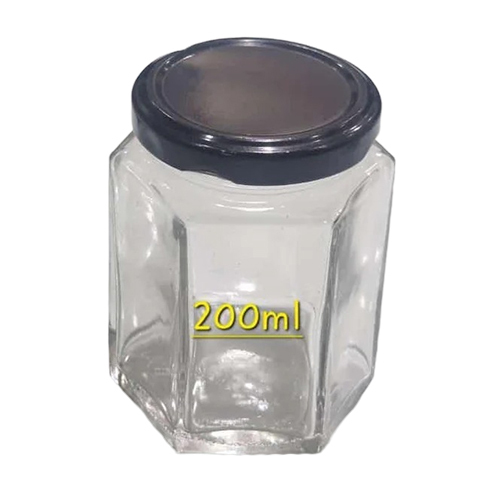 200 Ml Hexagonal Glass Jar - Color: Transparent