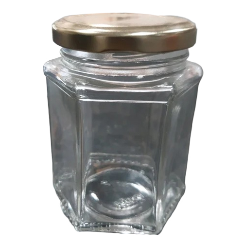 Transparant Hexagonal Glass Jar - Features: Premium Quality