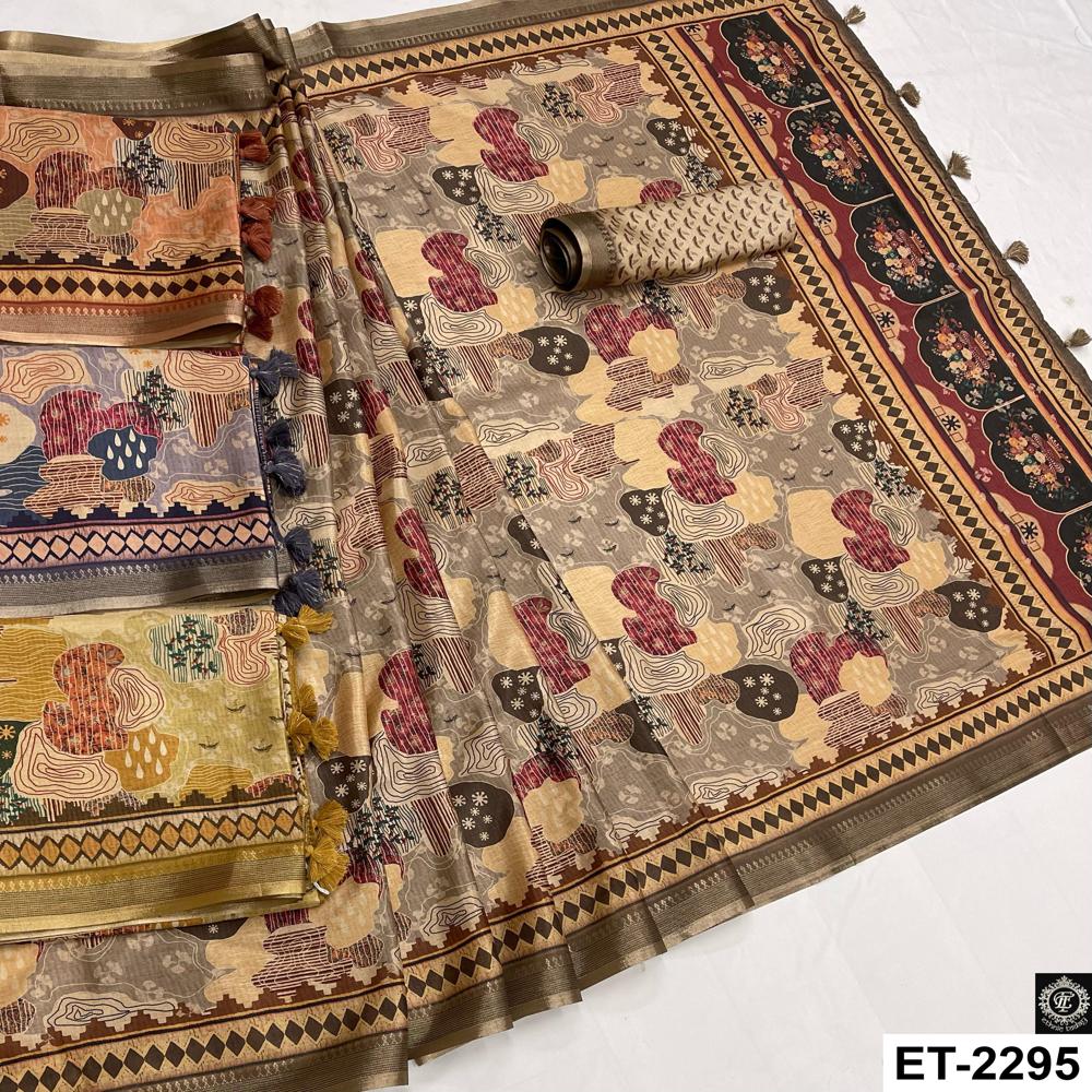 Multicolor abstract digital print saree