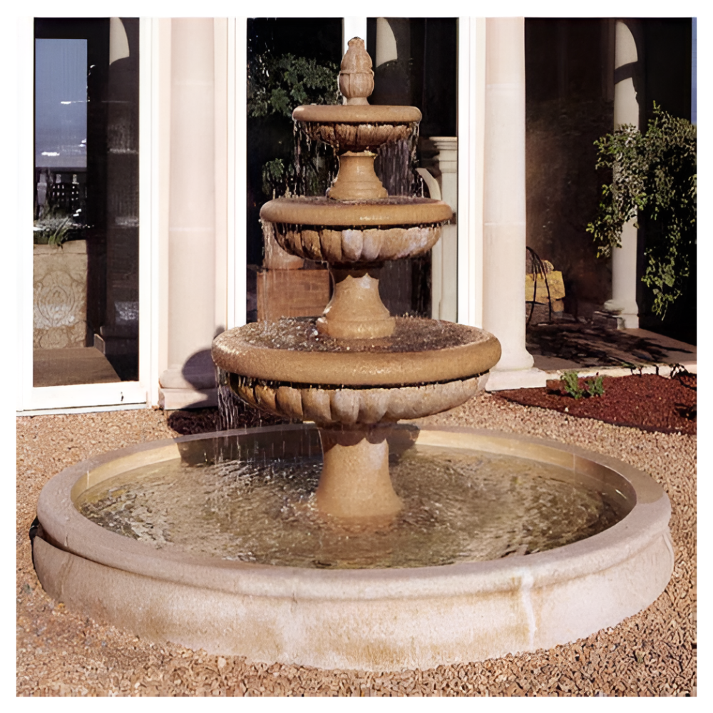 Sandstone Outdoor 3 Tier Water Fountains - Pool Size: Medium