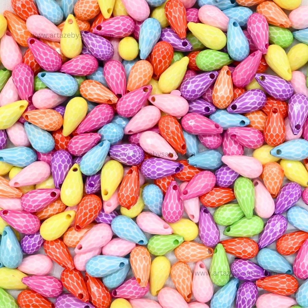 Assorted Textured Teardrop Beads | Size : 15mm