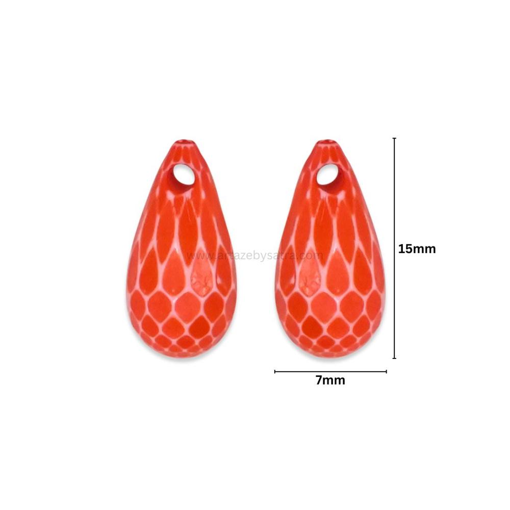 Assorted Textured Teardrop Beads | Size : 15mm