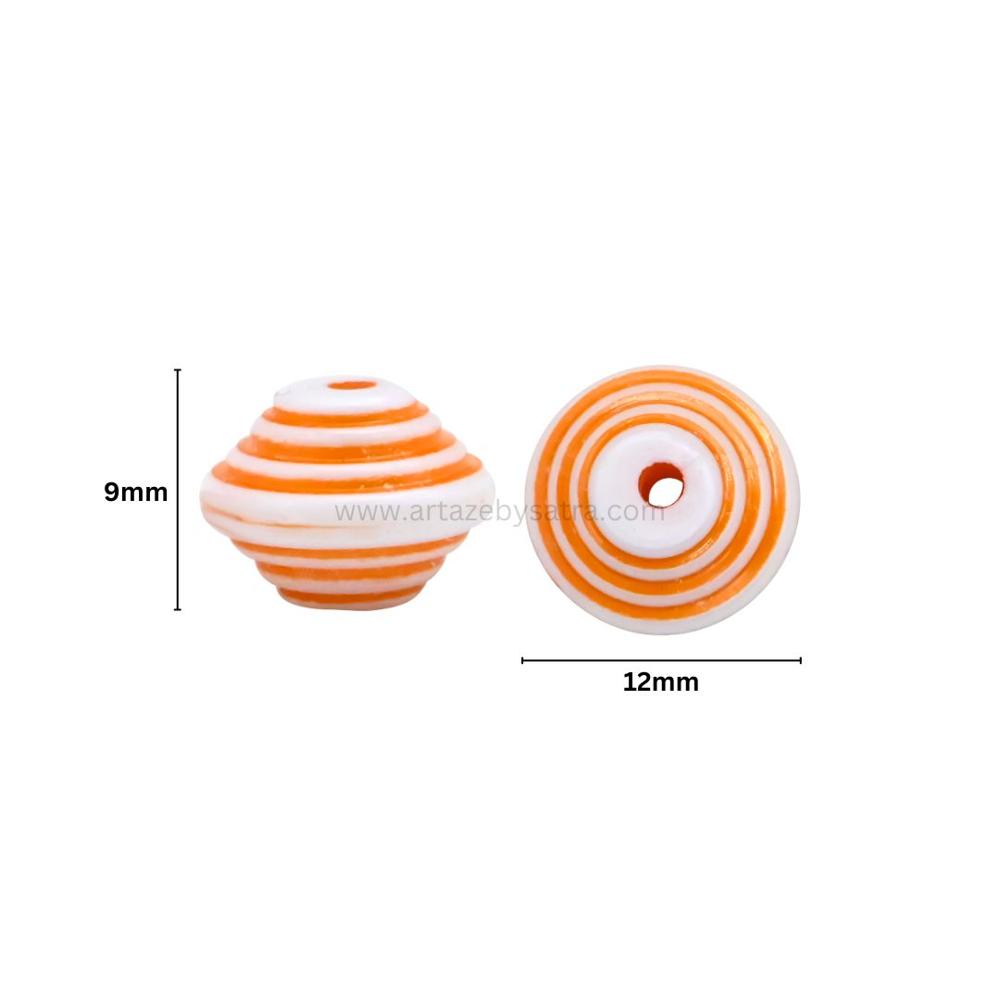 Assorted Striped Rondelle Beads | Size : 9mm