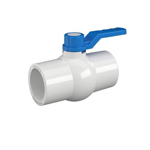 PP UPVC Heavy Solid Ball Valve Long M.S. Handle White