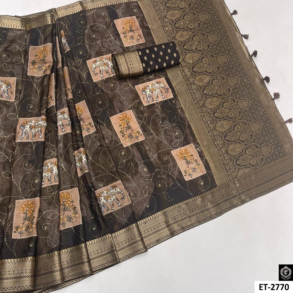Elephant Printed Saree