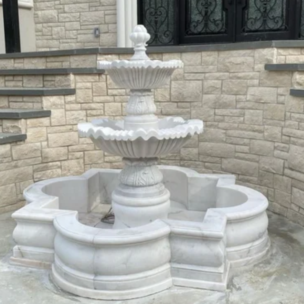 Outdoor Marble Waterfall - Color: White