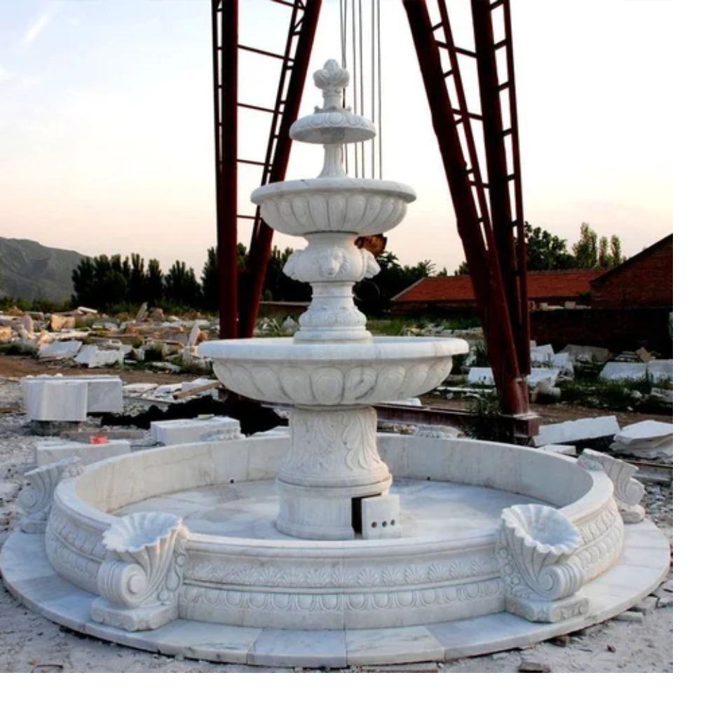 outdoor marble waterfall