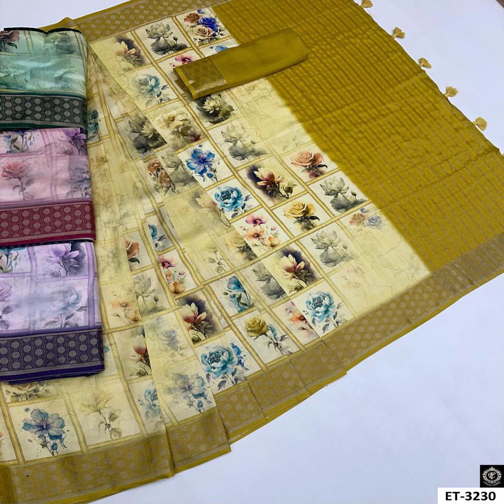Floral Grid Printed Saree
