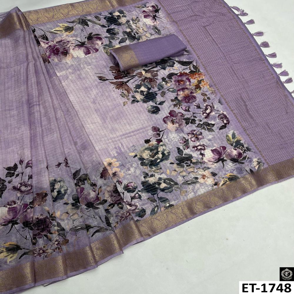 Lavender  Printed Saree
