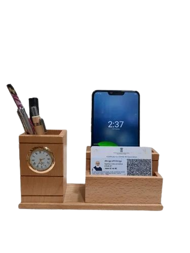 Wooden Pen Stand With Clock DW 2008
