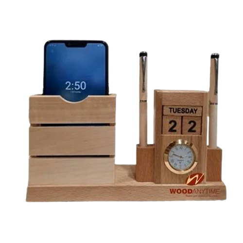 Corporate Wooden Stand Desk Calendar - Color: Black