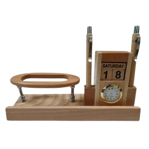 Wooden Mobile Stand With Calendar - Color: Brown