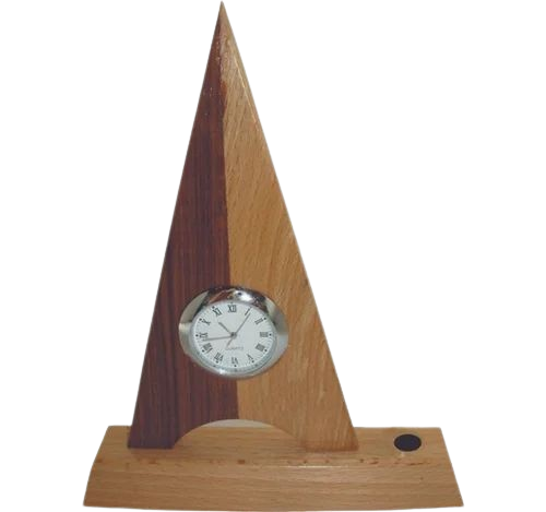 Wooden Clock With Pen Stand - Color: Brown