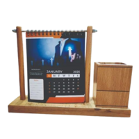 Wooden Stand Table Hanging Calendar - Color: Brown