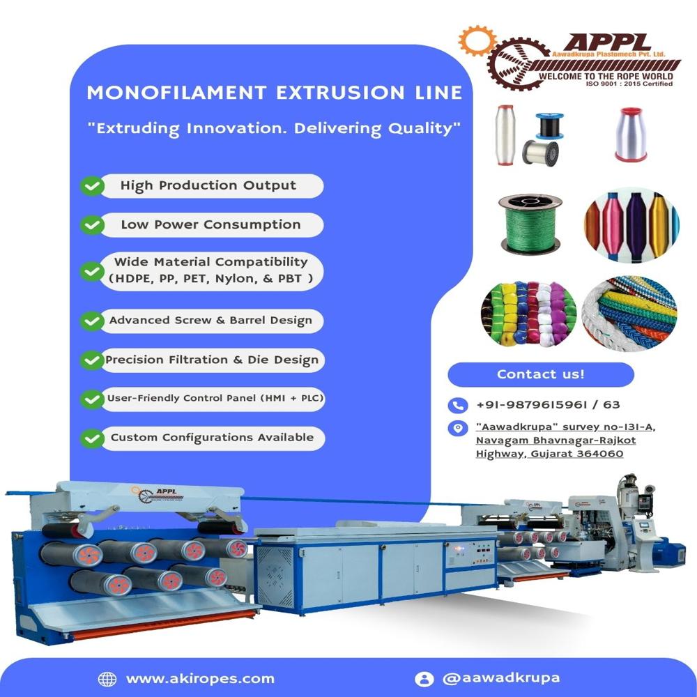 Monofilament Extrusion Line for making Polyester Ropes