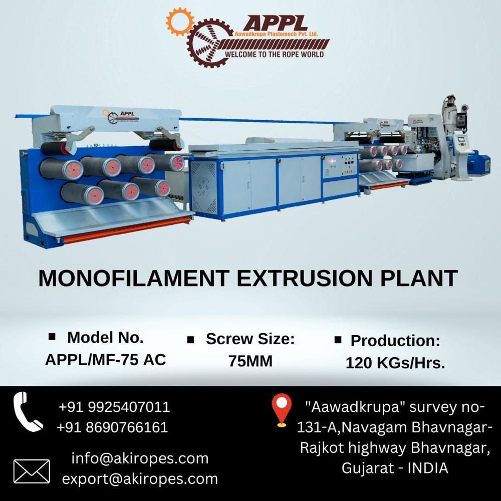 Monofilament Extrusion Line for making Polyester Ropes