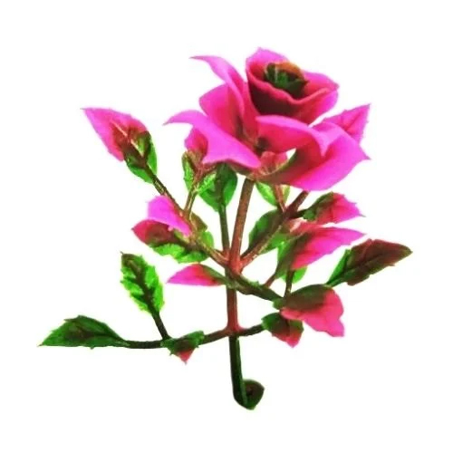 Rose Dark Green Pink Artificial Plastic Plant Fillers - Feature: Durable
